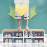 6pcs/Set Plastic Shoe Boxes Plastic Shoes Case Transparent Shoebox Drawer Case Thickened  Stackable Box Fold Shoe Organizer